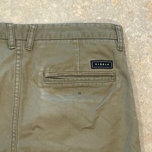 Vissla High Tider Pant Mens 32x32 Olive Green Chino Slim Straight Cotton Stretch